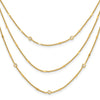 Round White Cubic Zirconia Sterling Silver Gold-Tone Layered Cable Chain Necklace
