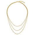 Round White Cubic Zirconia Sterling Silver Gold-Tone Layered Cable Chain Necklace by Fine Color Jewels