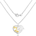 Round White Diamond Mom Heart Charm Necklace by Fine Color Jewels