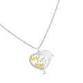 Round White Diamond Mom Heart Charm Necklace by Fine Color Jewels
