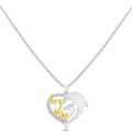 Round White Diamond Mom Heart Charm Necklace by Fine Color Jewels