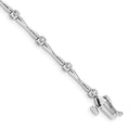 Round White Diamond Prong 14K White Gold Bar Link Bracelet by Fine Color Jewels