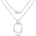 Round White Diamond Prong Silver Heart Pendant Necklace by Fine Color Jewels