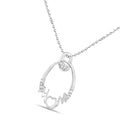 Round White Diamond Prong Silver Heart Pendant Necklace by Fine Color Jewels