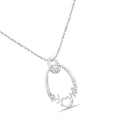 Round White Diamond Prong Silver Heart Pendant Necklace by Fine Color Jewels