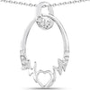 Round White Diamond Prong Silver Heart Pendant Necklace