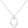 Round White Diamond Prong Silver Heart Pendant Necklace by Fine Color Jewels