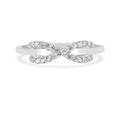Round White Lab Diamond Pave Silver Infinity Criss Cross Ring by Fine Color Jewels