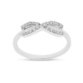 Round White Lab Diamond Pave Silver Infinity Criss Cross Ring by Fine Color Jewels