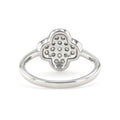 Round White Moissanite Pave Sterling Silver Four Leaf Clover Ring by Fine Color Jewels