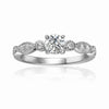 Round White Moissanite Prong Sterling Silver Engagement Solitaire Ring