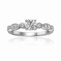 Round White Moissanite Prong Sterling Silver Engagement Solitaire Ring by Fine Color Jewels