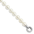 Round White Shell Pearl Rhodium-Plated Clasp Sterling Silver Hand-Knotted Fancy Bracelet by Fine Color Jewels