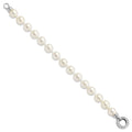 Round White Shell Pearl Rhodium-Plated Clasp Sterling Silver Hand-Knotted Fancy Bracelet by Fine Color Jewels