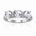 Round White Topaz Prong Sterling Silver Three Stone Ring by Fine Color Jewels