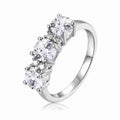 Round White Topaz Prong Sterling Silver Three Stone Ring by Fine Color Jewels