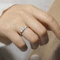 Round White Topaz Prong Sterling Silver Three Stone Ring by Fine Color Jewels