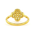 Round Yellow Citrine Pave 18K Yellow Gold Plated Silver Four Leaf Clover Ring by Fine Color Jewels
