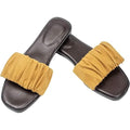 Roxoni Women's Ruched Fabric Slide Sandals Open Toe Flat Sandals with Heel Cushion by DailySale