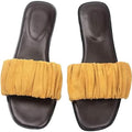Roxoni Women's Ruched Fabric Slide Sandals Open Toe Flat Sandals with Heel Cushion by DailySale
