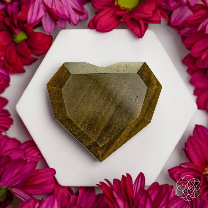Royal Diamond Heart - Mexican Gold Obsidian for Protection by Conscious Items