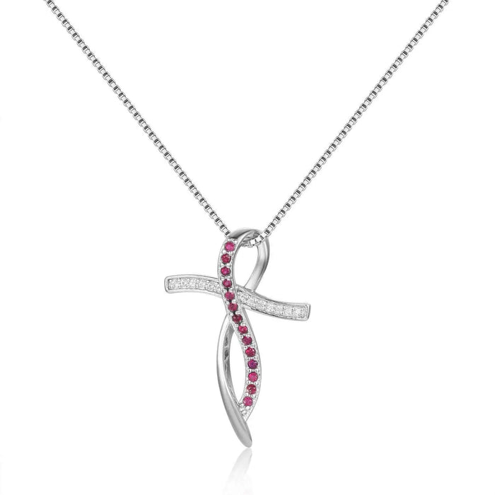 Ruby Cross Necklace by Fine Color Jewels
