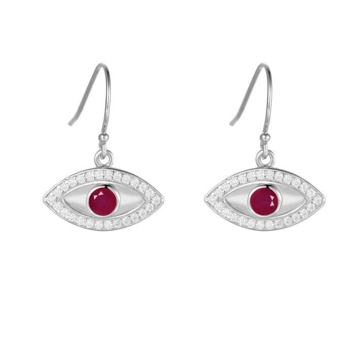 Ruby Evil Eye Earrings by Fine Color Jewels