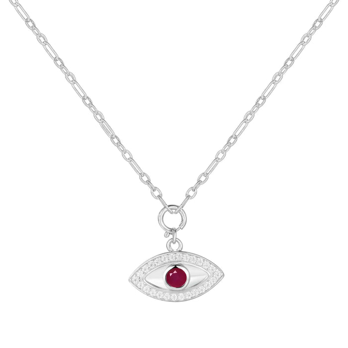 Ruby Evil Eye Necklace by Fine Color Jewels