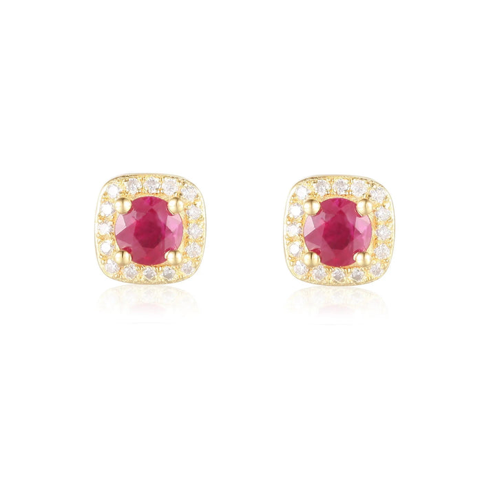 Ruby Halo Earrings by Fine Color Jewels