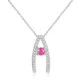 Ruby Letter "A" Round Shaped Necklace by Fine Color Jewels
