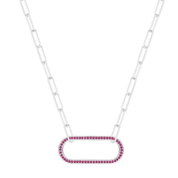 Ruby Oval Bar Necklace by Fine Color Jewels