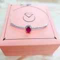 Ruby Solitaire Rhodium Plated Bracelet by Fine Color Jewels