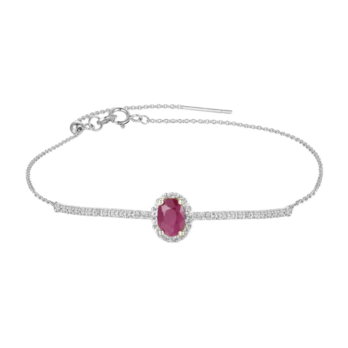 Ruby Solitaire Rhodium Plated Bracelet by Fine Color Jewels