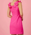 Ruffle V-Neck Dress - Pink by Boutique 23