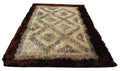 DaDa Bedding Shaggy Soft Viscose Champagne Brown Geometric Diamond Large Area Carpet Rug by DaDalogy Bedding Collection