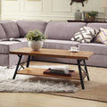 Rustic Coffee Table with Storage & Metal Legs, Brown 43" by DailySale