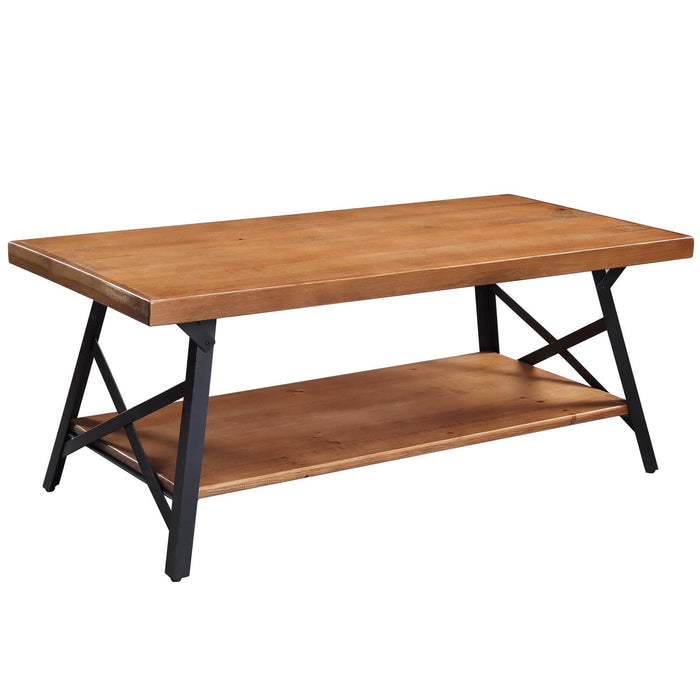 Rustic Coffee Table with Storage & Metal Legs, Brown 43" by DailySale