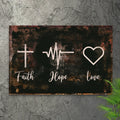 Rustic 'Faith, Hope, Love' Sign - Christian Art and Biblical Decor for home by Tailored Canvases
