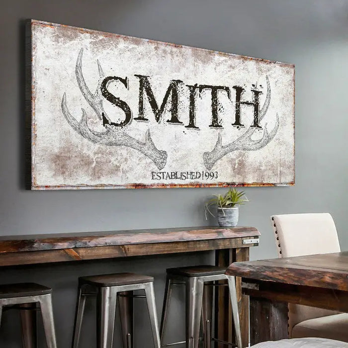 Rustic Family Antler Sign by Tailored Canvases