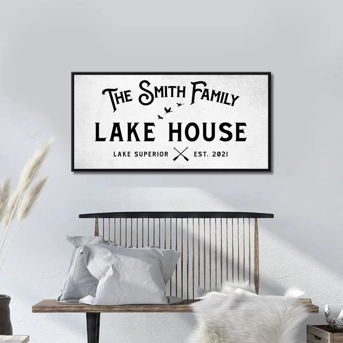 Rustic Family Lake House Sign by Tailored Canvases