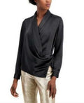 Alfani Draped Faux-Wrap Blouse by Vanessa Jane