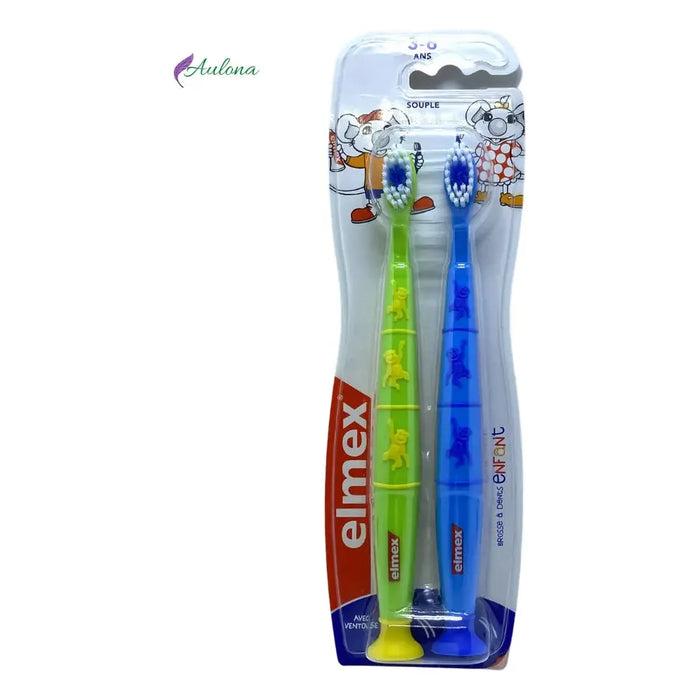 Elmex Green & Blue Flexible 3-6 Years Old Kid's Toothbrush Duo Pack by Pasteur Pharmacy