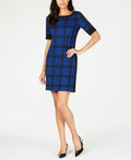 Alfani Petite Printed Sheath Dress Windowpane, Size 8P by Vanessa Jane