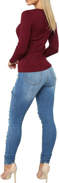 Tulucky Womens Boyfriend Jeans Distressed Slim Fit Ripped Denim Pants, Large by Vanessa Jane