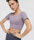 J.INE Powdered Violet Strappy Performance Crop, Size Medium by Vanessa Jane