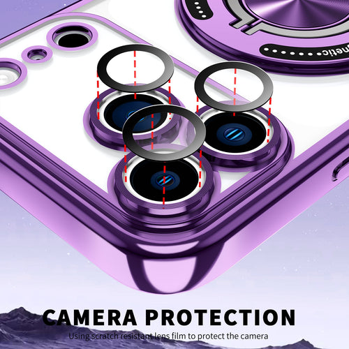 Plating Magnetic Ring Stand TPU Clear Case for iPhone 17 Pro Max 16 15 14 13 12 11 by Merch Section