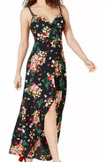 B Darlin Juniors Printed Button-Front Maxi Dress -1/2 Black by Vanessa Jane