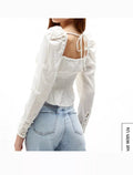Free People Chloe Smocked Tie Back Top, Size Medium by Vanessa Jane