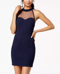 Speechless Juniors Illusion-Contrast Bodycon Dress, Navy, Size 11 by Vanessa Jane