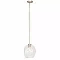 Cresswell Lighting 9in Modern Brushed Nickel Clear Glass Round Mini Pendant Ceili by Vanessa Jane